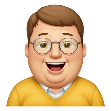 peter griffin with glasses as a laughing crying emoji in Midjourney style sticker