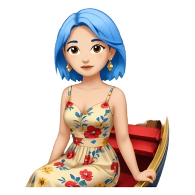 venice gondolier woman fat earring wearing blue hair sticker