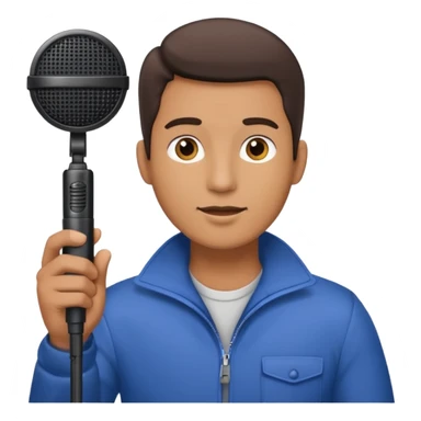 man holding a long over head boom microphone sticker