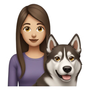 woman with straight brown hair with husky sticker