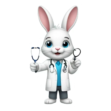 Doctor bunny with stethoscope and pointing forward sticker
