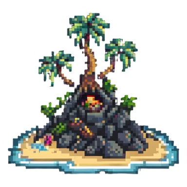 deserted island with treasure sticker