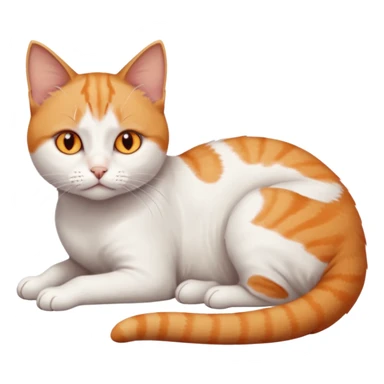 full body sad tiny short hair ginger and white cat with orange eyes lying down sticker