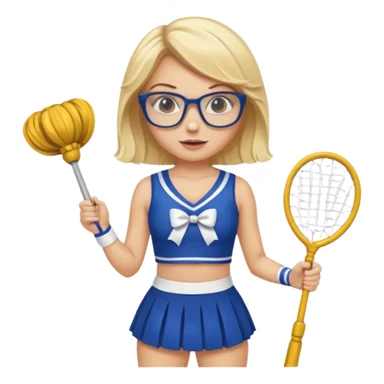  Sexy Dominatrix blonde hair and glasses full body with whip in a cheerleaders outfit  sticker