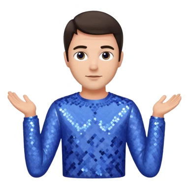 Jeff East, Actor with dark brown hair, periwinkle sequin outfit sticker