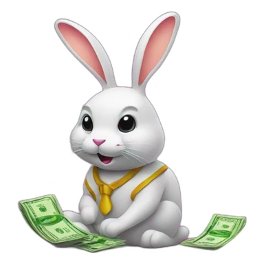 neon rabbit with money sticker