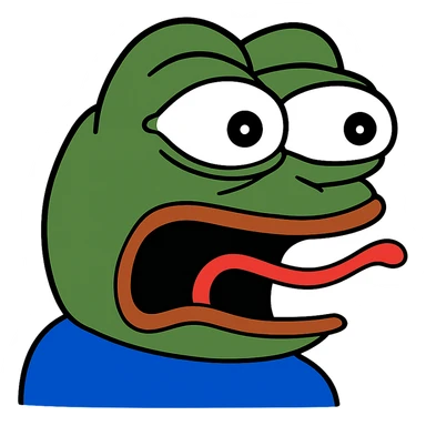 surprised Пэпэ meme with wide eyes and open mouth sticker