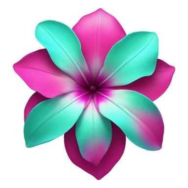 Realistic magenta,hot pink,tiffany blue and mint green gradient tropical flower isolated.  sticker