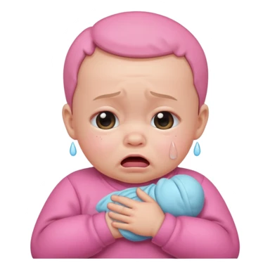 a portrait of crying baby , wearing pink clothes sticker