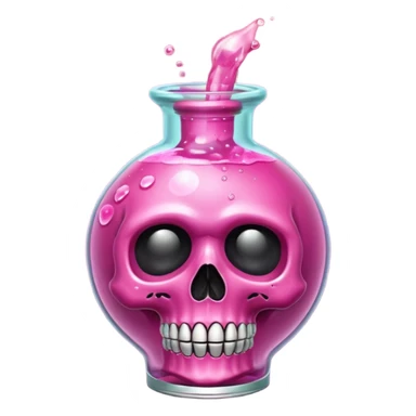 glitter toxic pink potion with dead symbol
 sticker