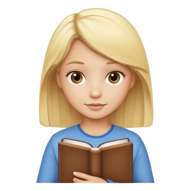 Blonde girl with book sticker