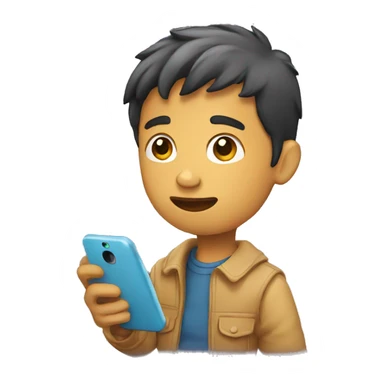 Boy with phone in hand sticker