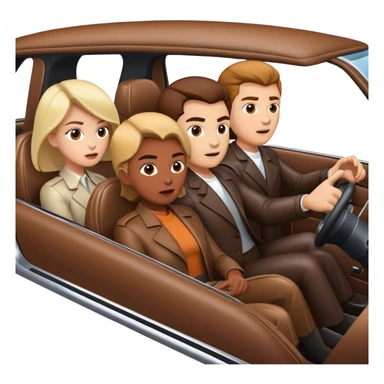 Four people in a car speeding away from danger sticker