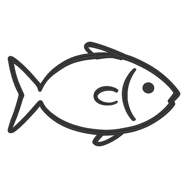 hand drawn outlined icon of a fish, no fill sticker