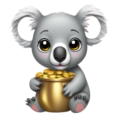 light pink bow on a koala holding pot of gold sticker