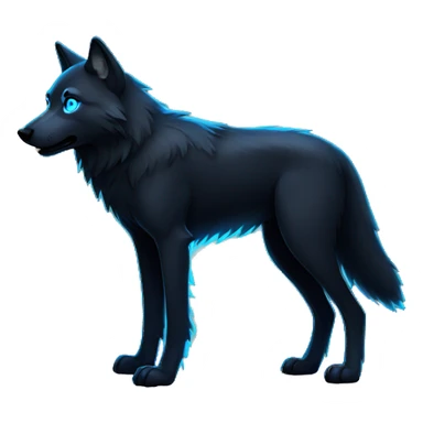 Black wolf with neon blue eyes full body sticker