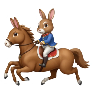 Exciting rabbit galloping on the back of a horse sticker