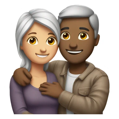 couple hug with warm smiles sticker