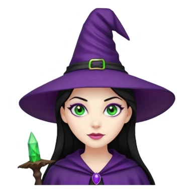 Halloween witch with purple witch hat and black hair sticker