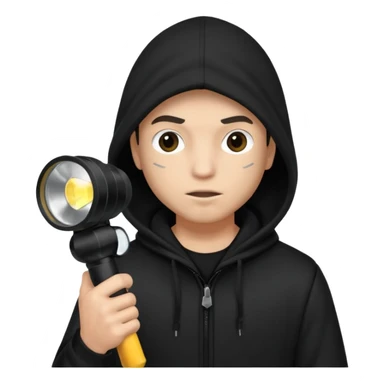 Thief with black hood and flashlight sticker
