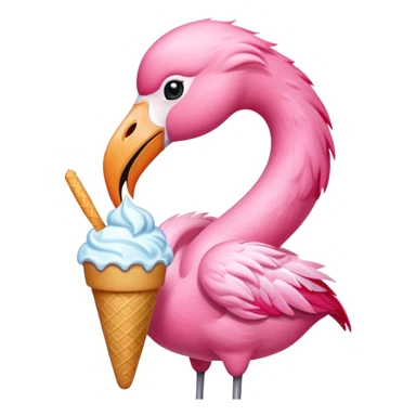 Flamingo eating ice cream  sticker