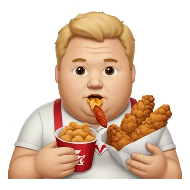 A fat guy eating kfc fried chicken  sticker