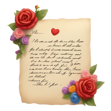 Love letter with flowers and kiss  sticker