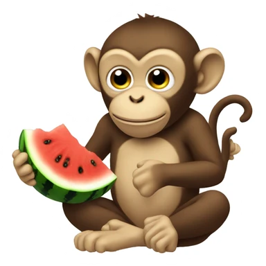 Monkey eating watermelon sticker