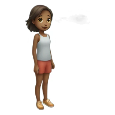 A girl stands by the sea and sees a plane in the sky sticker