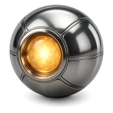 energy sphere glowing with internal light and reflective chrome surface sticker