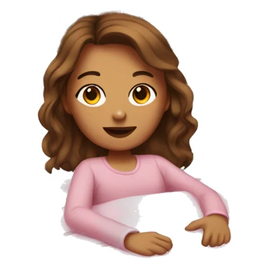 Girl with brown hair in pink bed sticker