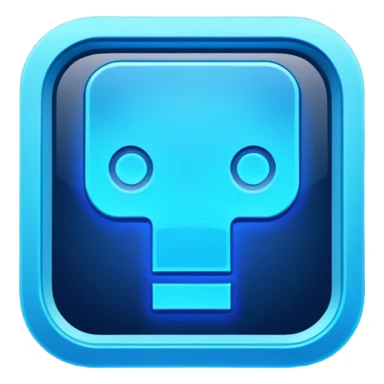 A neon, cyberfunk app logo, square, with "yyy" sticker