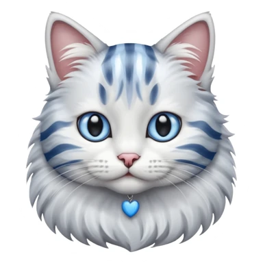 striped cat with hair in white and gray colors with blue eyes sticker