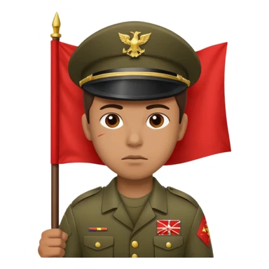 souldier caryying red flag sticker