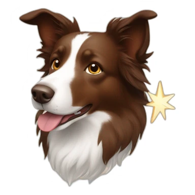 Brown border collie with a star pattern on head sticker
