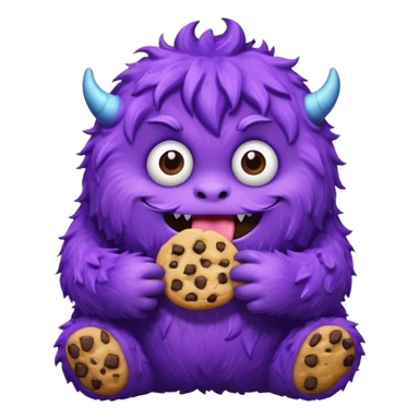 purple fluffy monster eating a cookie sticker