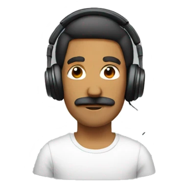 Make a brown man with mustache and with headphones  sticker