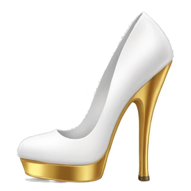 White heel with gold sole sticker