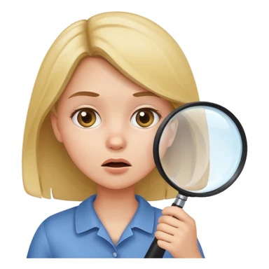 Girl using magnifying glass but is confused sticker