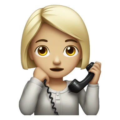 sad girl with a telephone receiver sticker