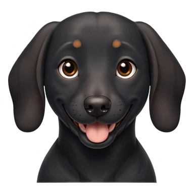 a black dog, part dachshund, part labrador. a bit gray under the chin sticker