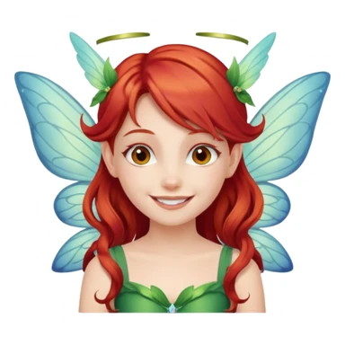Smile with fairy wings, and red hair sticker