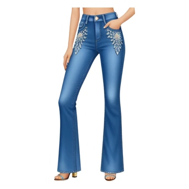 Rhinestone glittery flared jeans sticker