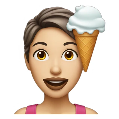 woman face with ice cream and wink sticker