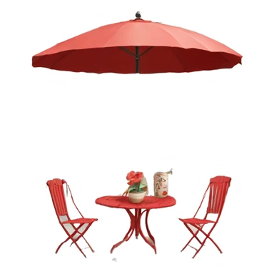 Terrasse Parisienne rouge (deux chaise et une table sans parasol) sticker