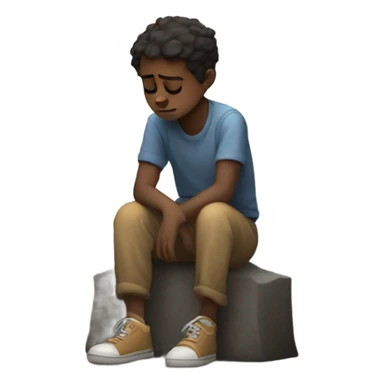 Sad boy sitting under the moonlight  sticker