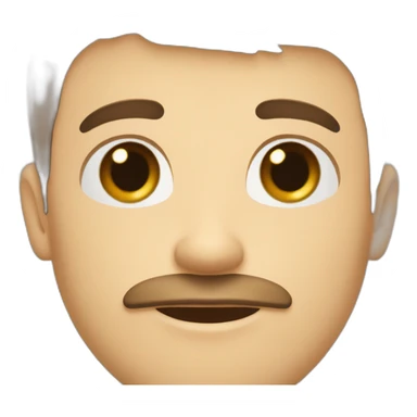 A young Caucasian man with dark brown eyes, almond-shaped eyes, short dark brown hair, and a small dark brown beard with a more prominent mustache. sticker