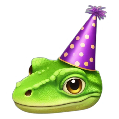 lizard with a party hat sticker