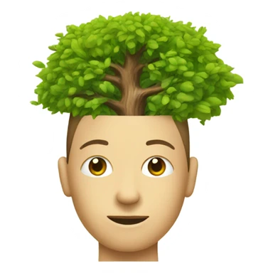 person with a brain growing a tree sticker
