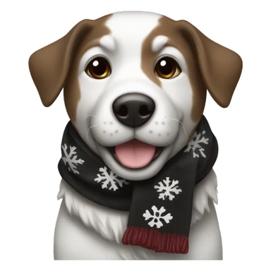 Dog black and brown and white with a christmas scarf sticker